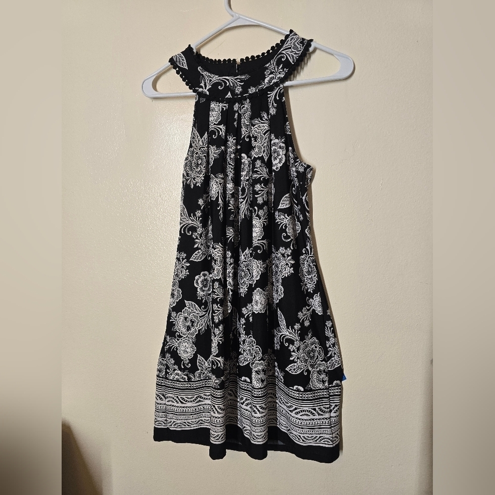 Three Hearts Black and White Halter Sundress